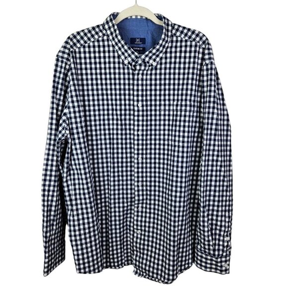 [g] George Classic‎ Fit Button-Up Shirt Men's Size 3XL Long Sleeve Check Navy - Picture 10 of 10